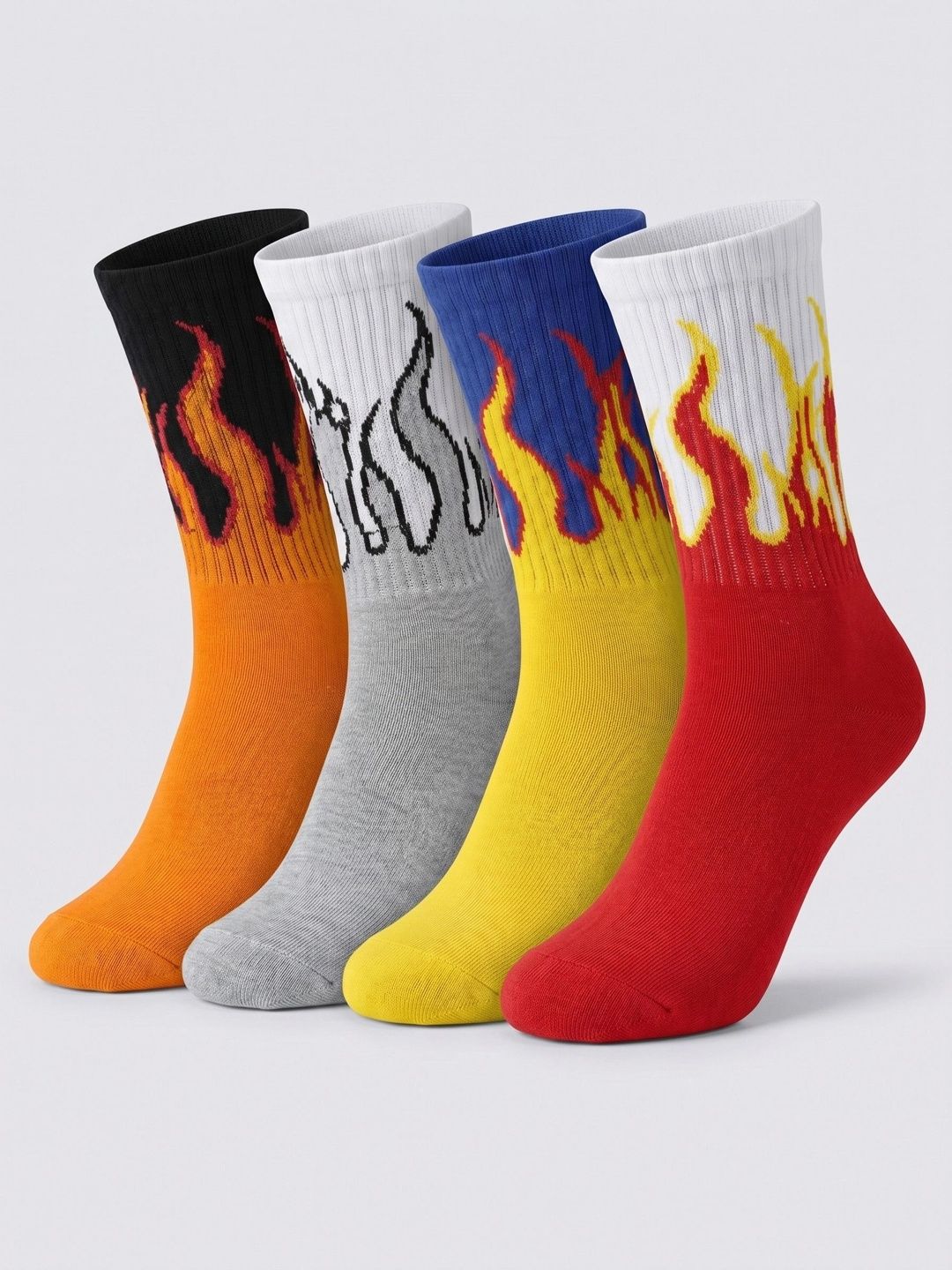Moda Rapido Men Pack of 4 Cotton Blend Patterned Above Ankle Socks