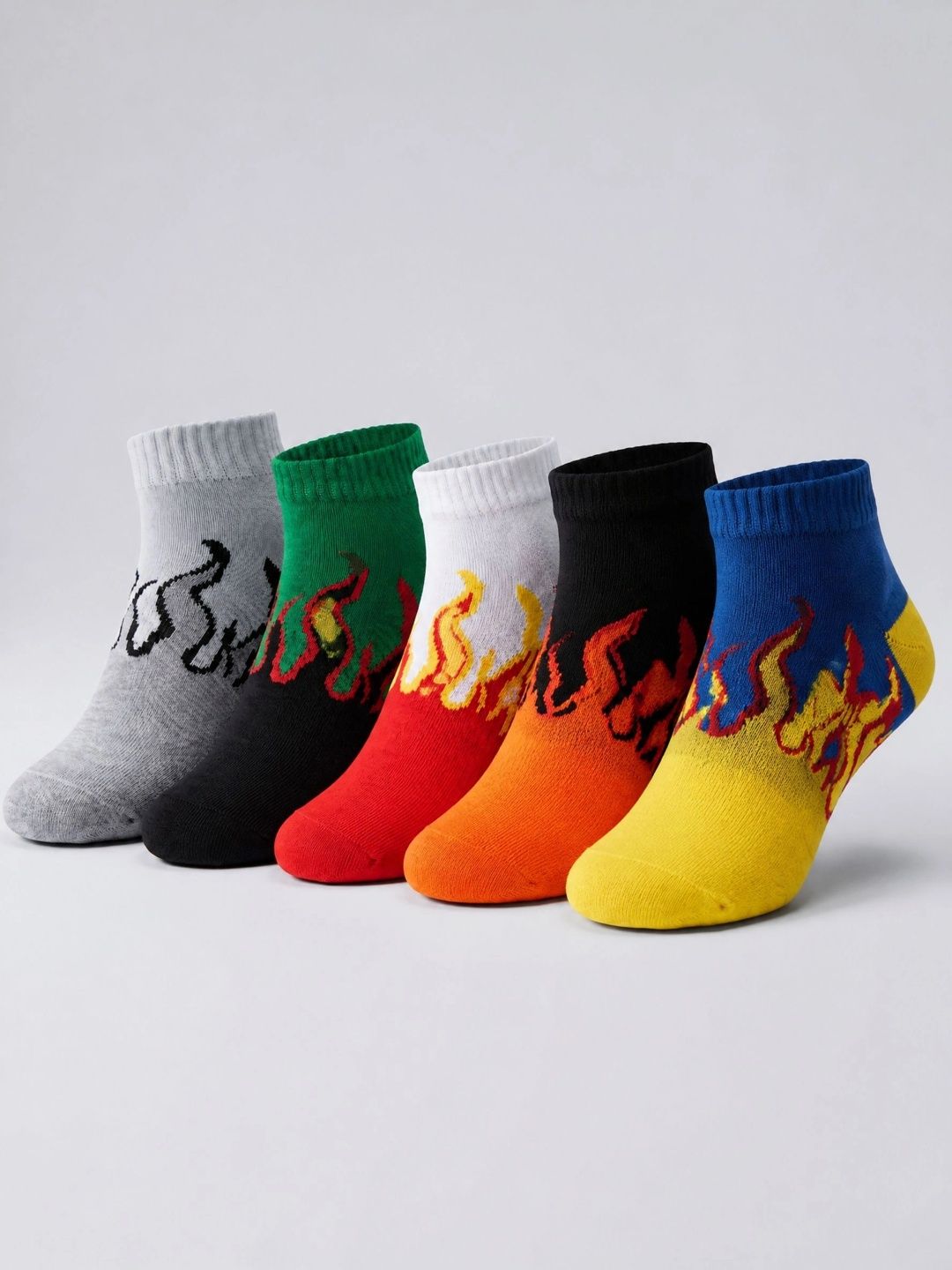 Moda Rapido Men Pack of 5 Cotton Blend Patterned Above Ankle Socks