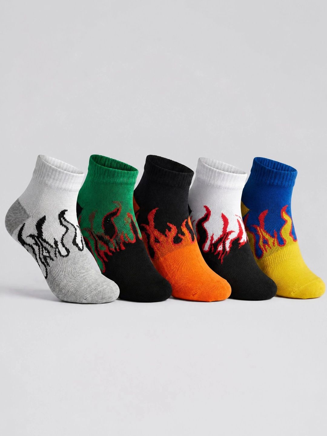 Moda Rapido Men Pack of 5 Cotton Blend Patterned Above Ankle Socks