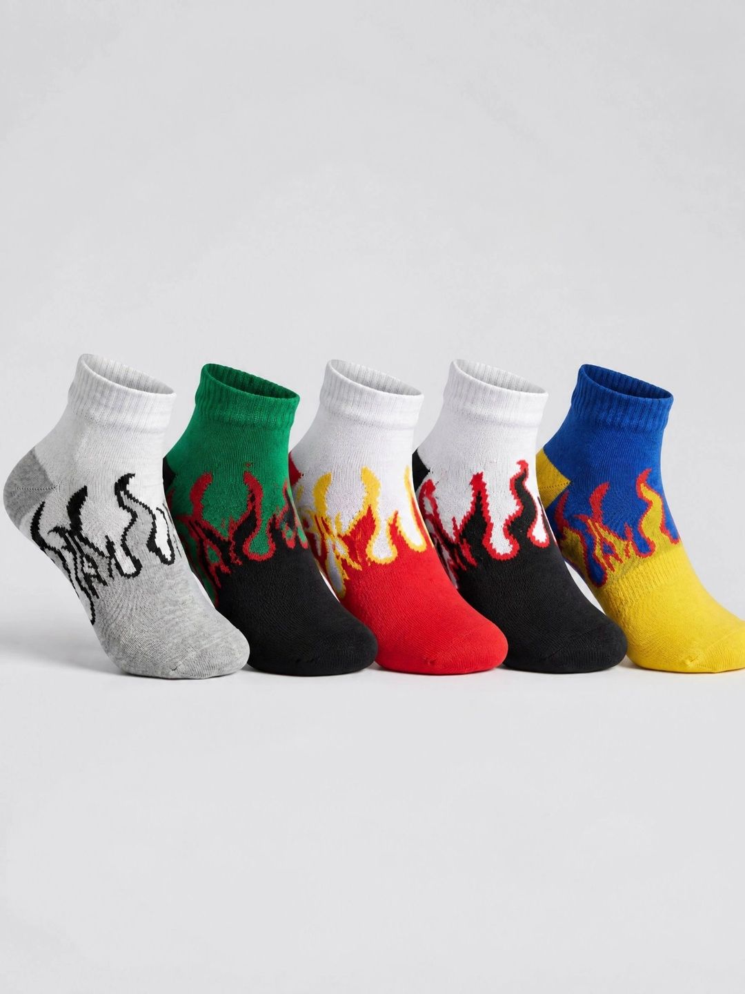 Moda Rapido Men Pack of 5 Cotton Blend Patterned Ankle Length Socks