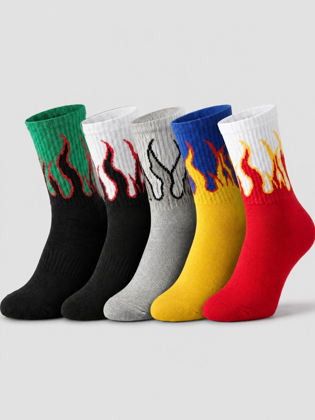 Moda Rapido Men Pack of 5 Cotton Blend Patterned Above Ankle Socks