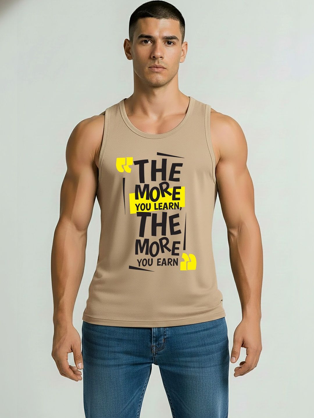 SKY HARBOAR Printed Cotton Gym Vest