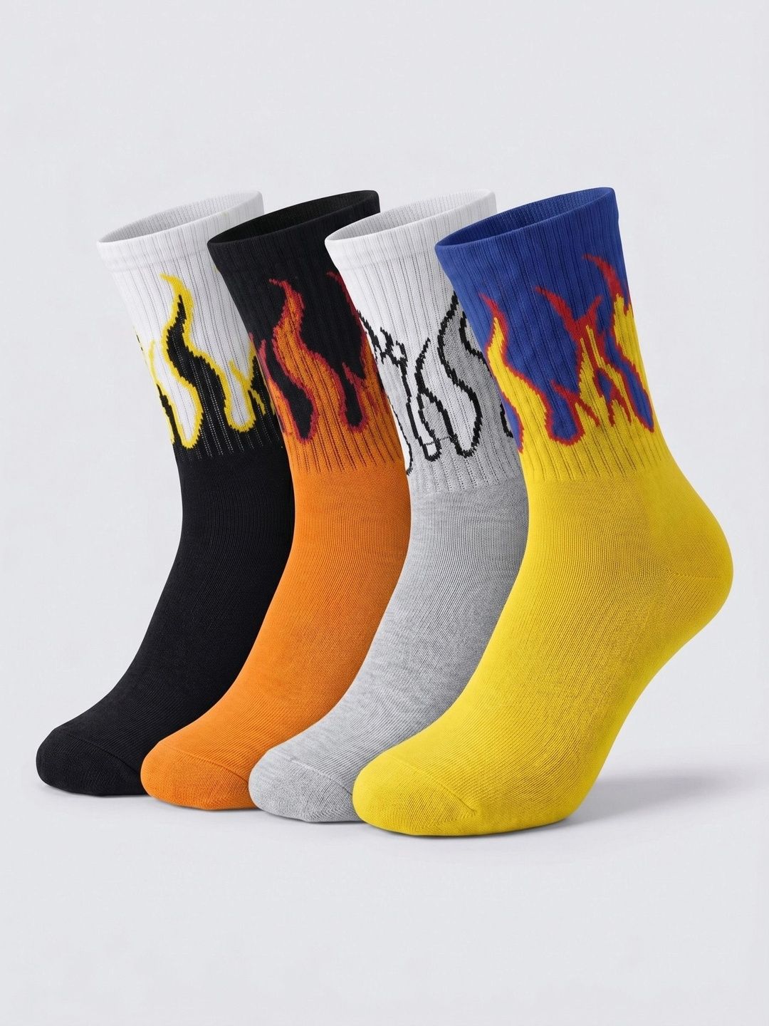 Moda Rapido Men Pack of 4 Cotton Blend Patterned Calf Length Socks