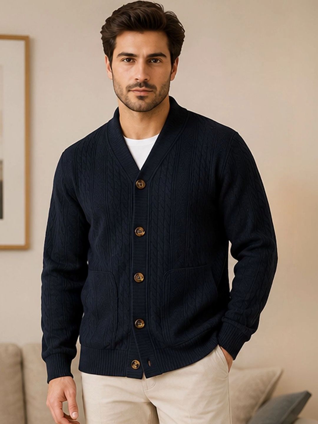 StyleCast Men Self Design Open Front Jacket