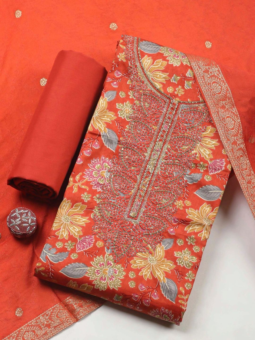 Meena Bazaar Printed Unstitched Dress Material