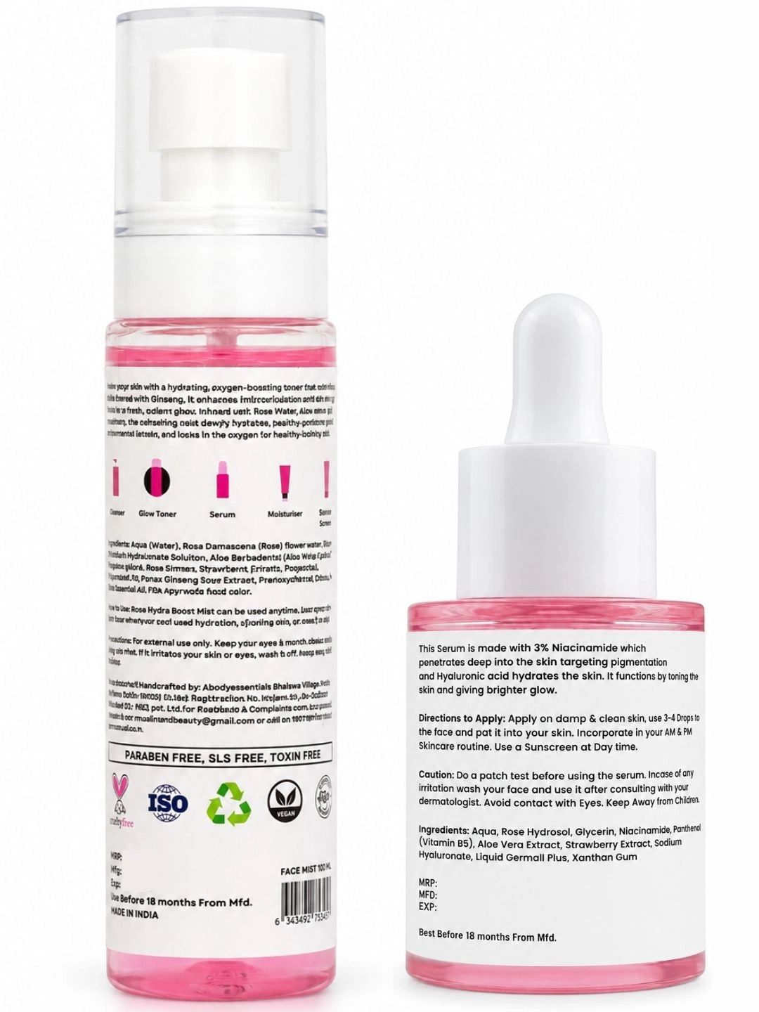 Buy M&U Set Of 2 Niacinamide & Hyaluronic Serum 20 ml With Face