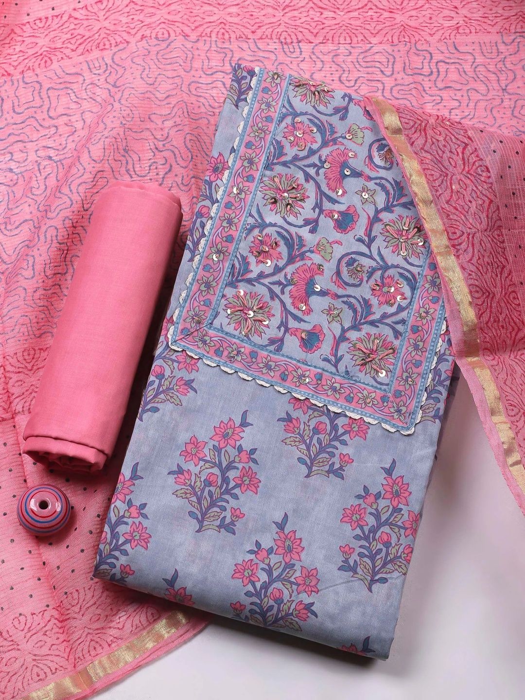 Meena Bazaar Printed Unstitched Dress Material