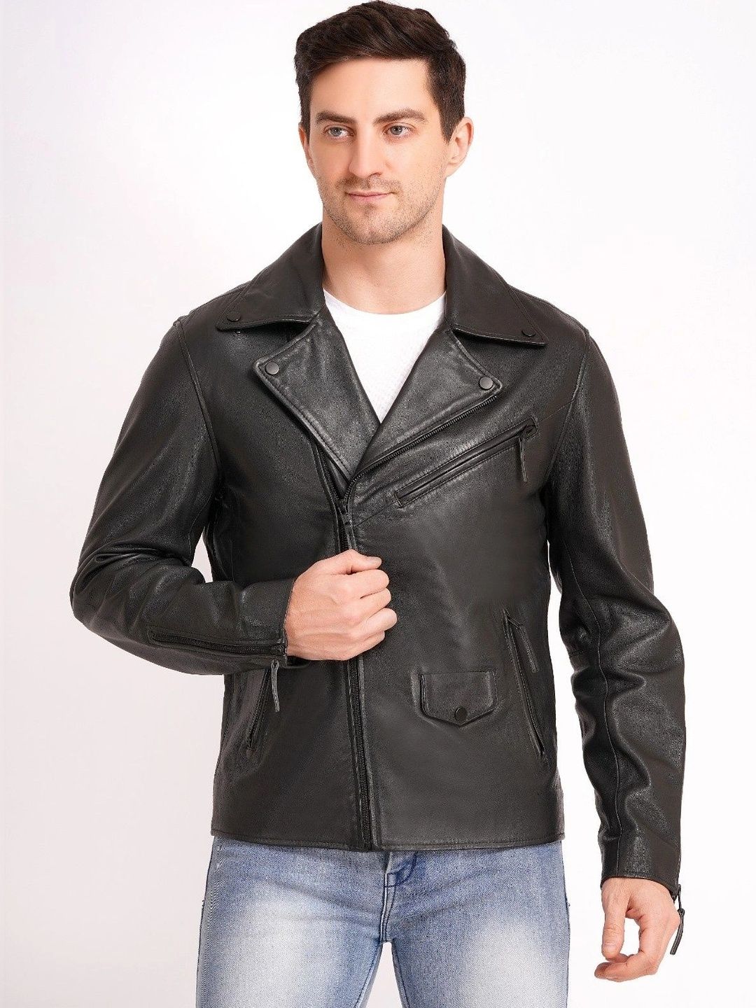 Wonxon international Men Leather Biker Jacket