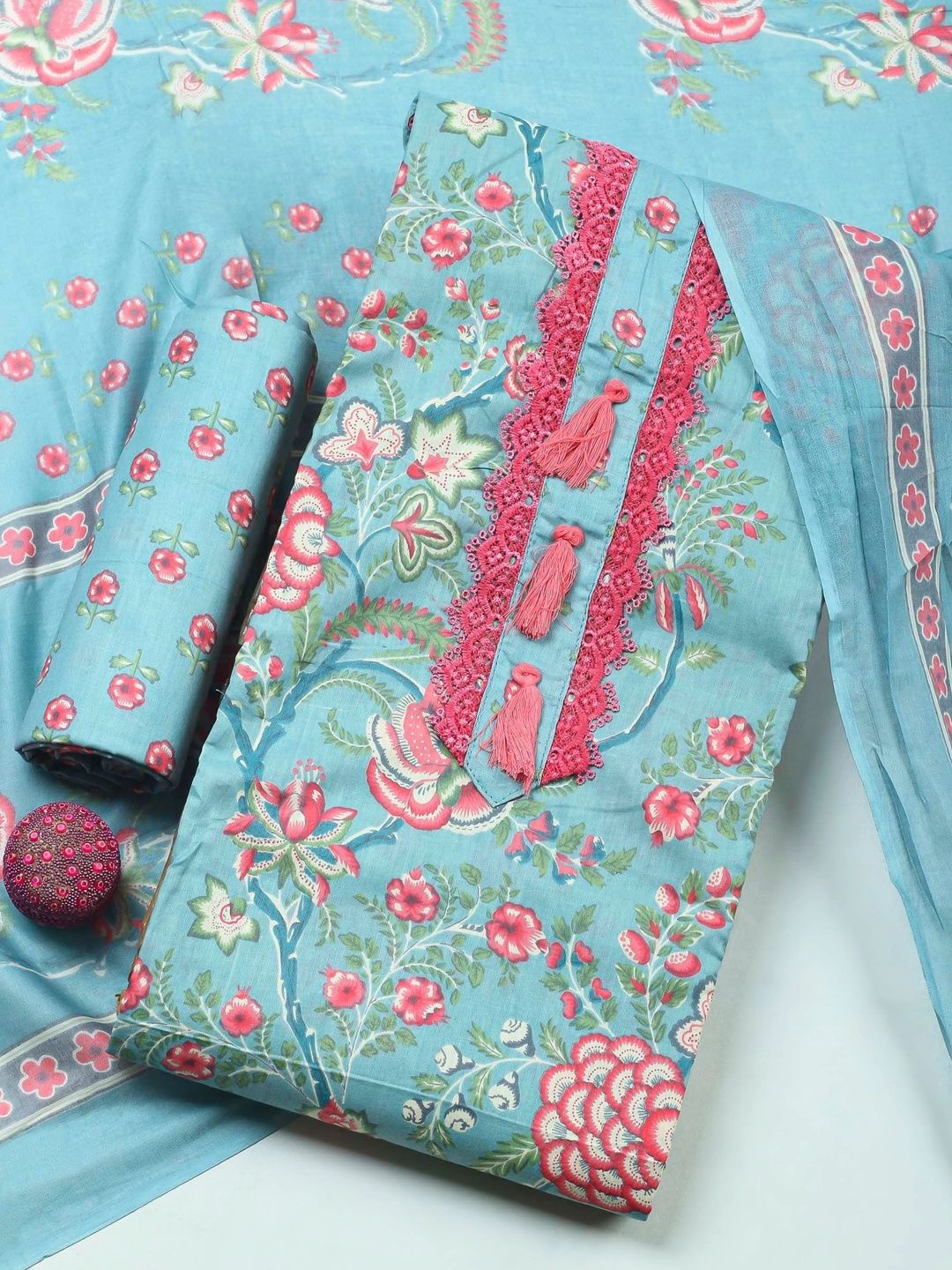 Meena Bazaar Printed Unstitched Dress Material