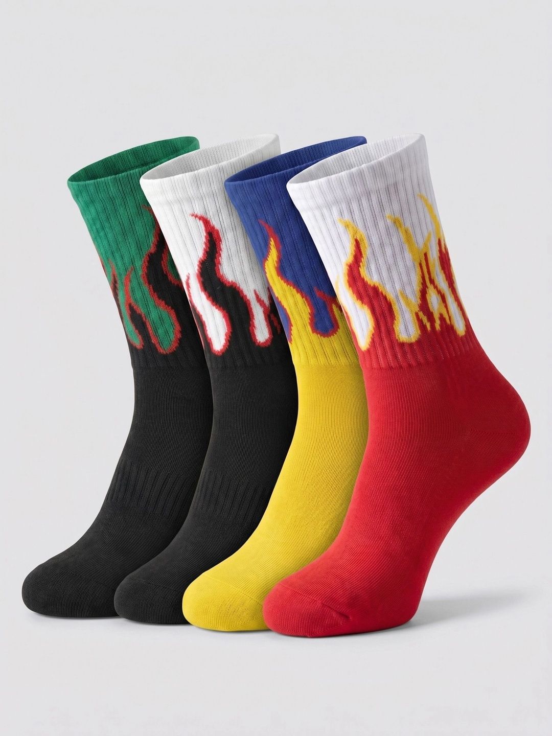 Moda Rapido Men Pack of 4 Cotton Blend Patterned Above Ankle Socks