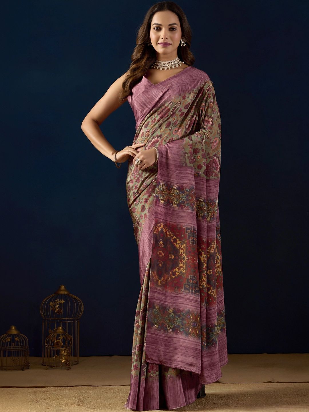 RACHNA Paisley Poly Crepe Designer Saree