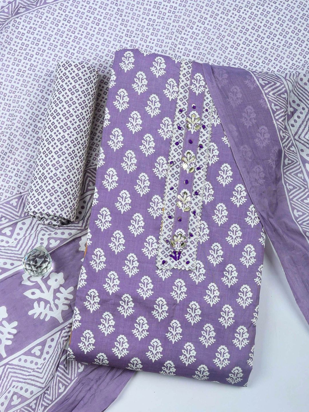 Meena Bazaar Printed Unstitched Dress Material