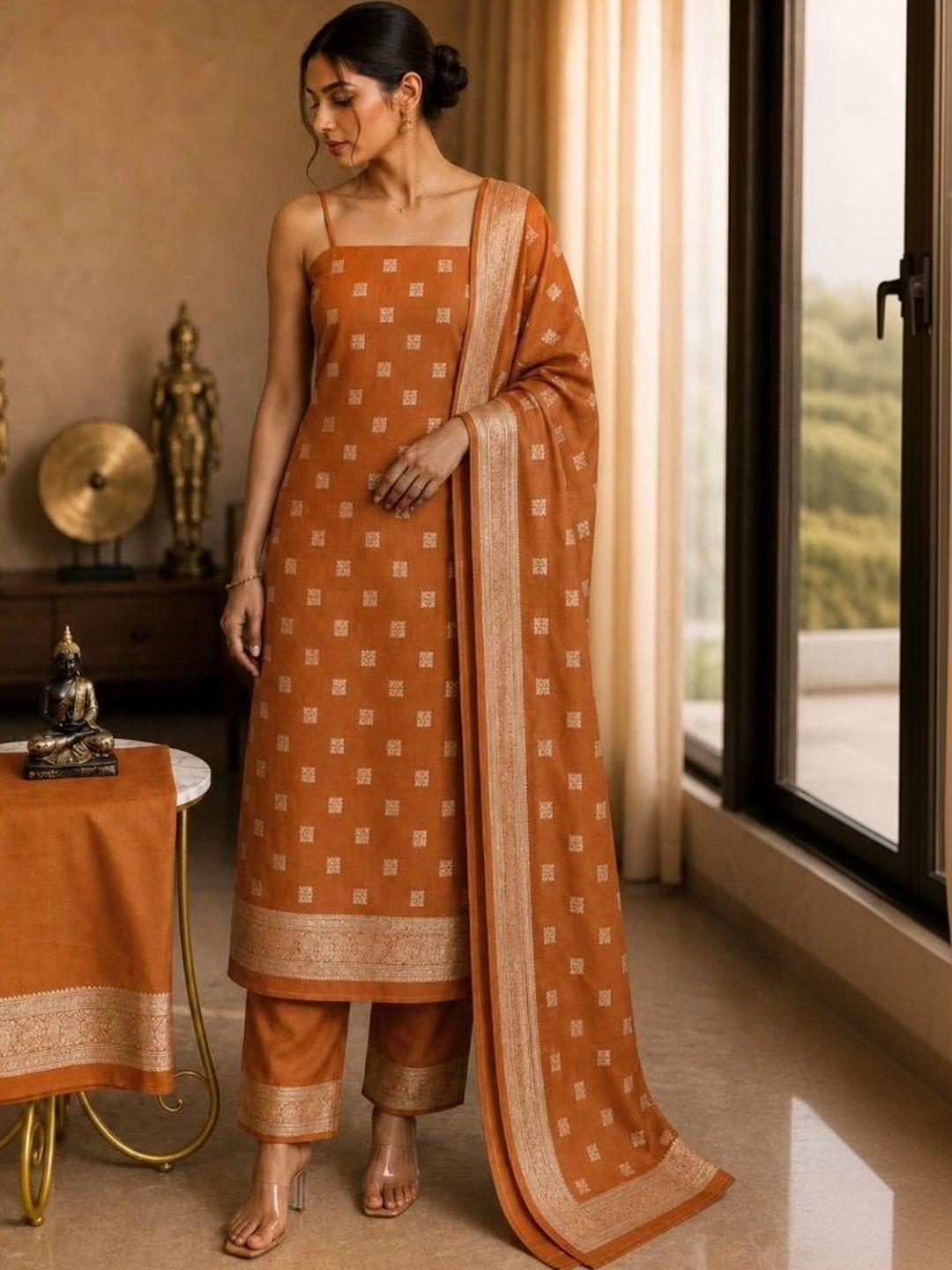 House of Pataudi Printed Unstitched Dress Material
