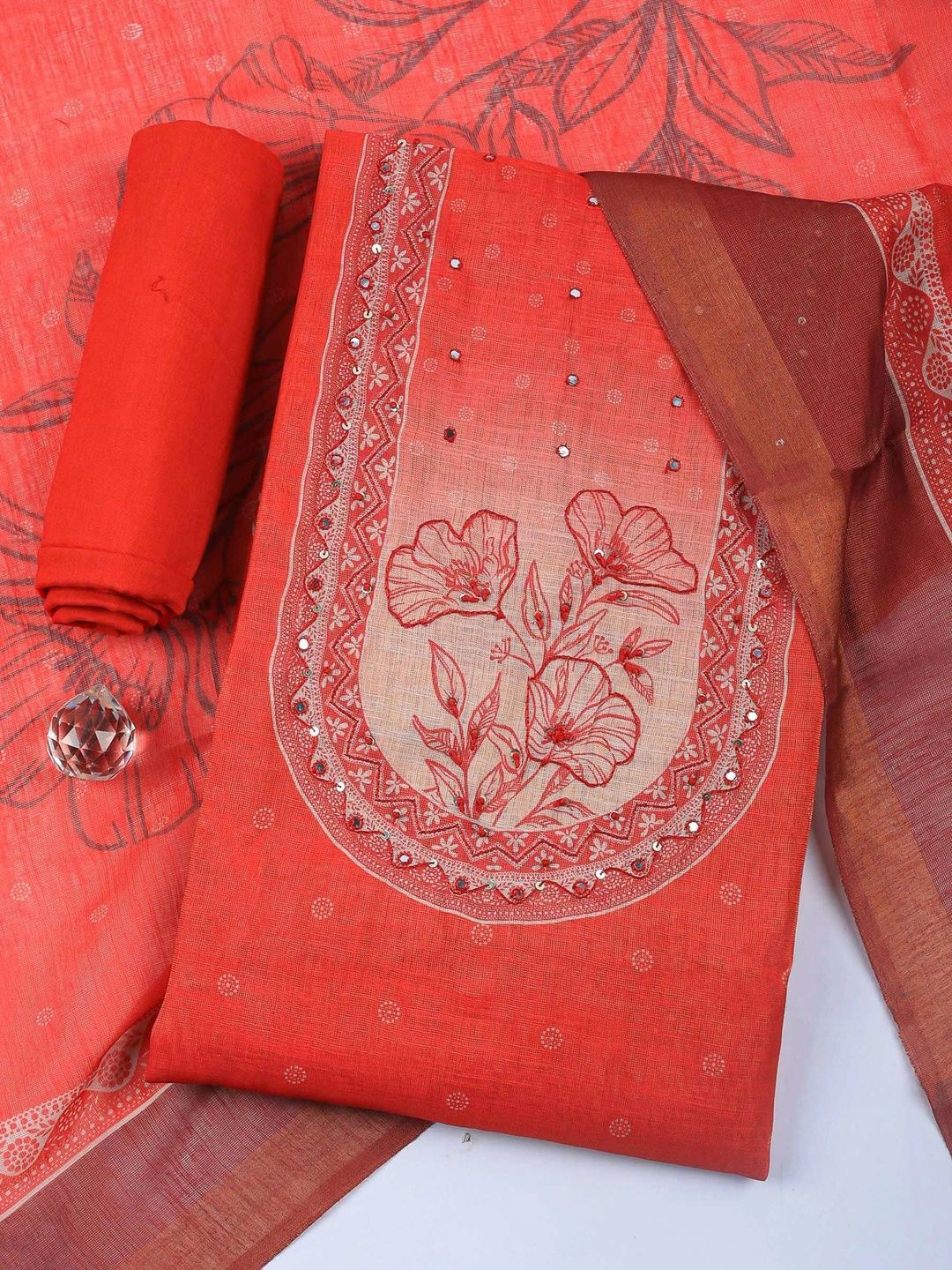 Meena Bazaar Printed Unstitched Dress Material
