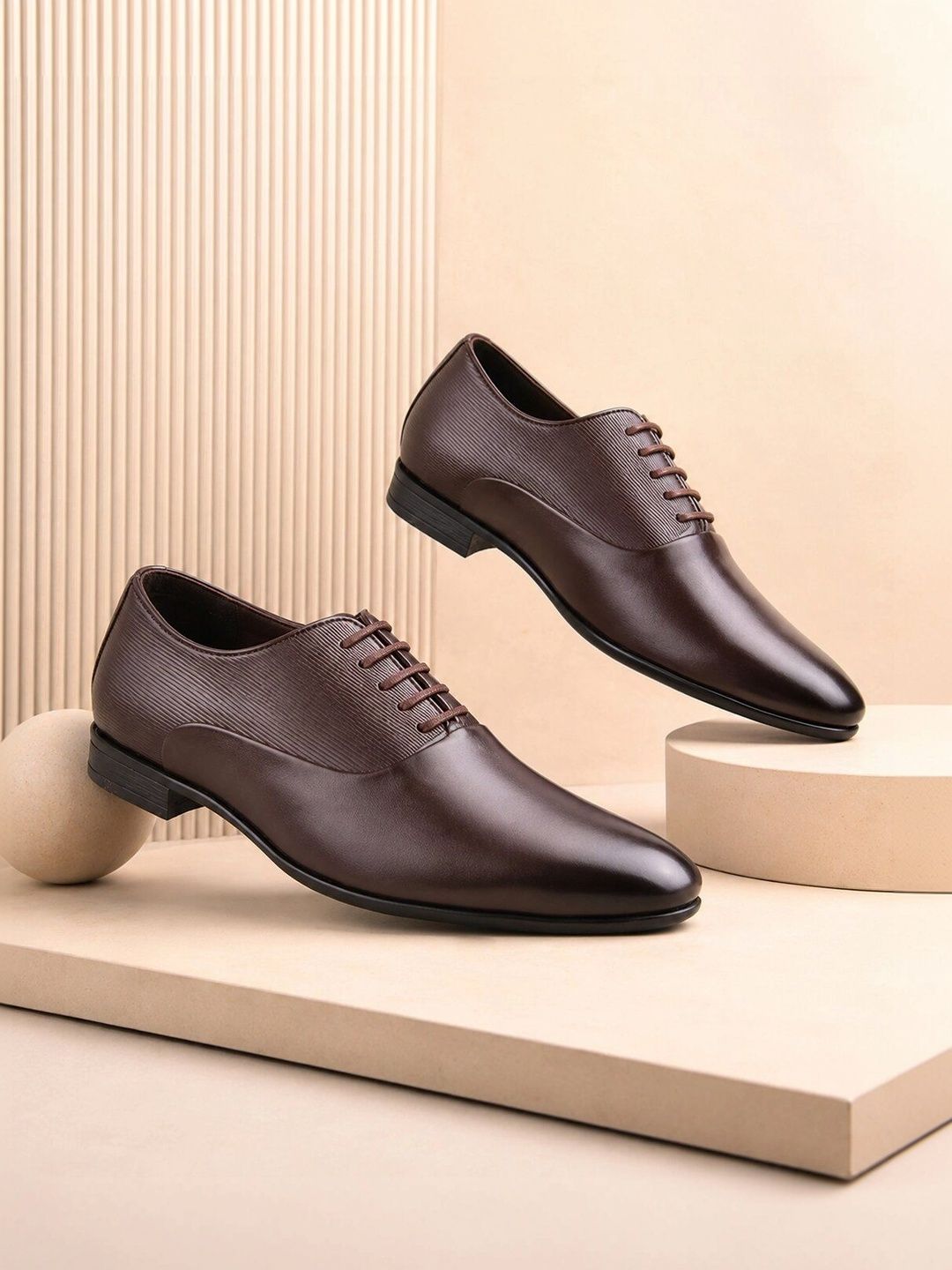 House of Pataudi Men Leather Formal Oxfords