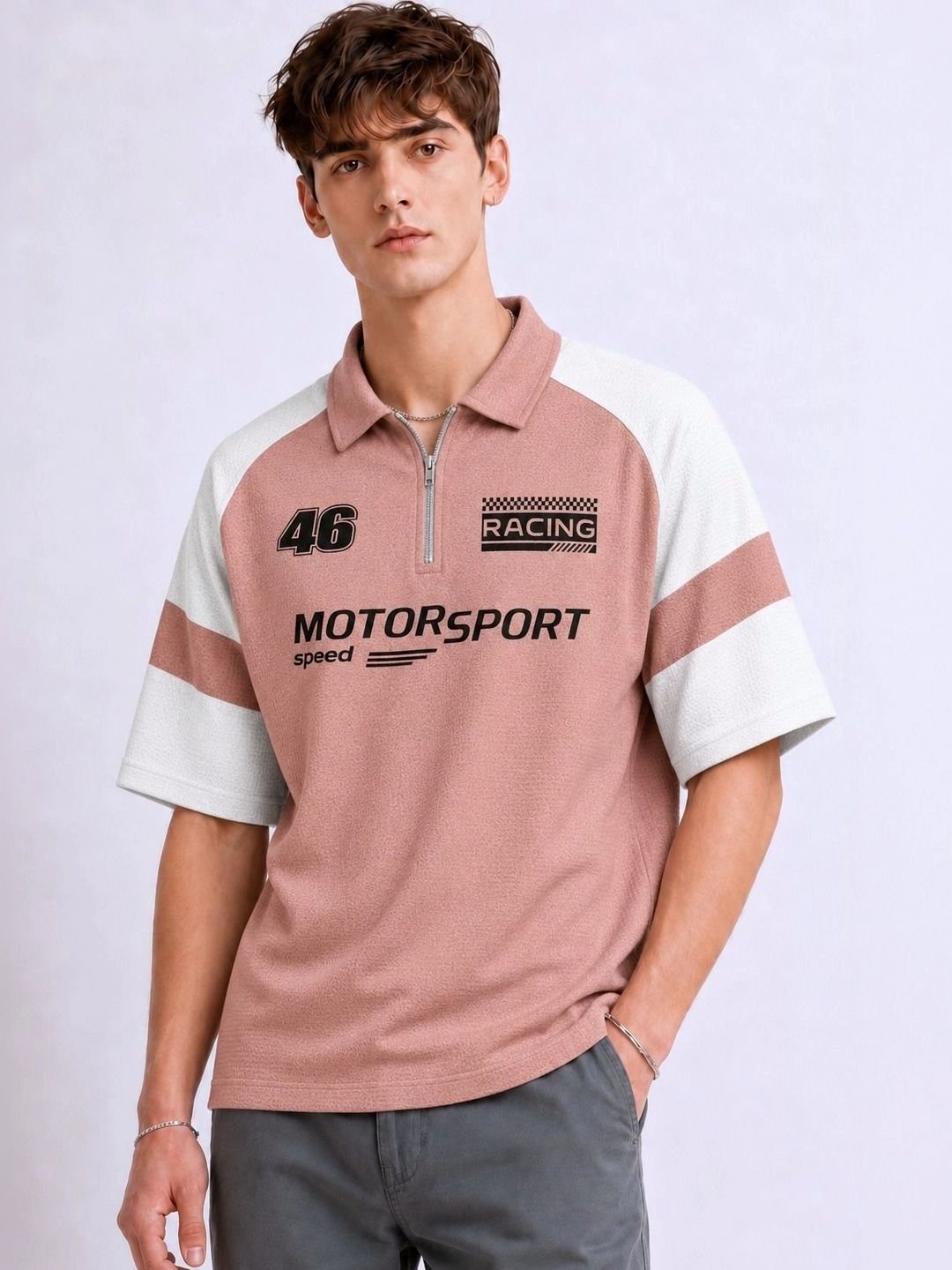 Try This Men Typography Printed Polo Collar T-shirt