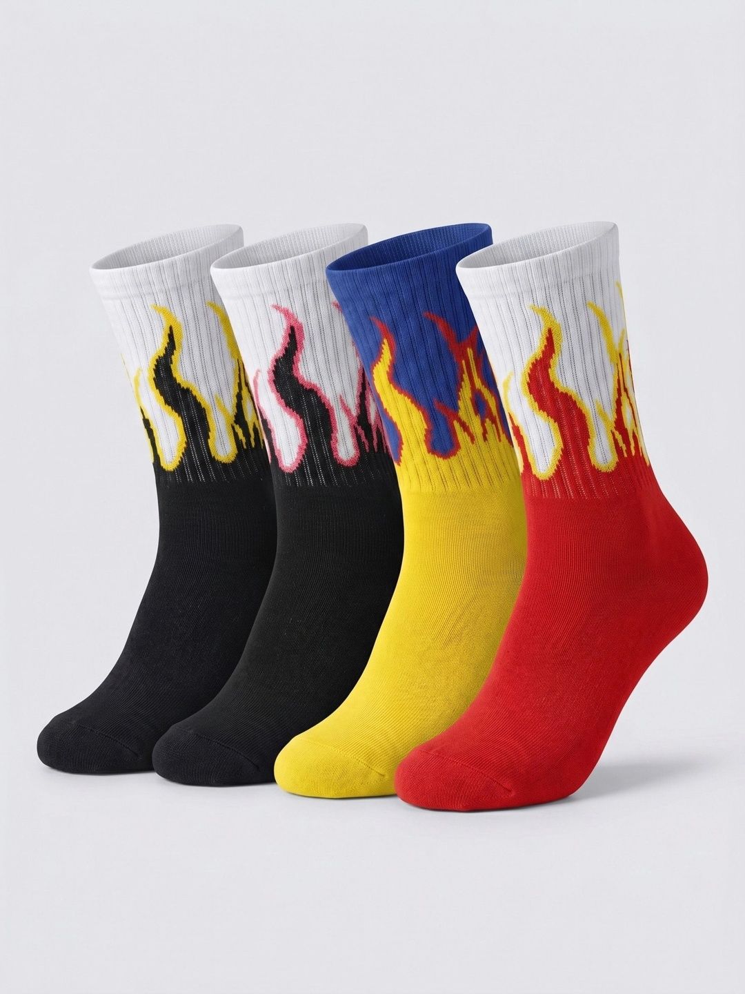Moda Rapido Men Pack of 4 Cotton Blend Patterned Above Ankle Socks