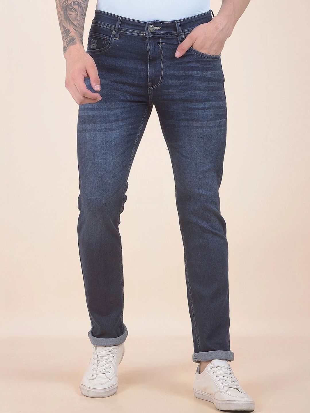 Cantabil Men Slim Fit Mid-Rise Stretchable Jeans