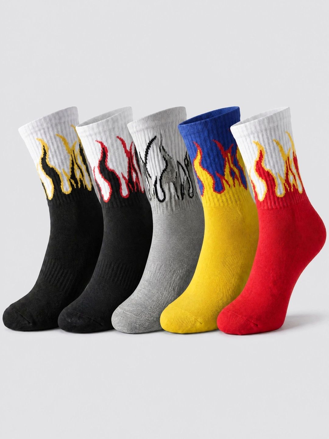 Moda Rapido Men Pack of 5 Cotton Blend Patterned Above Ankle Socks