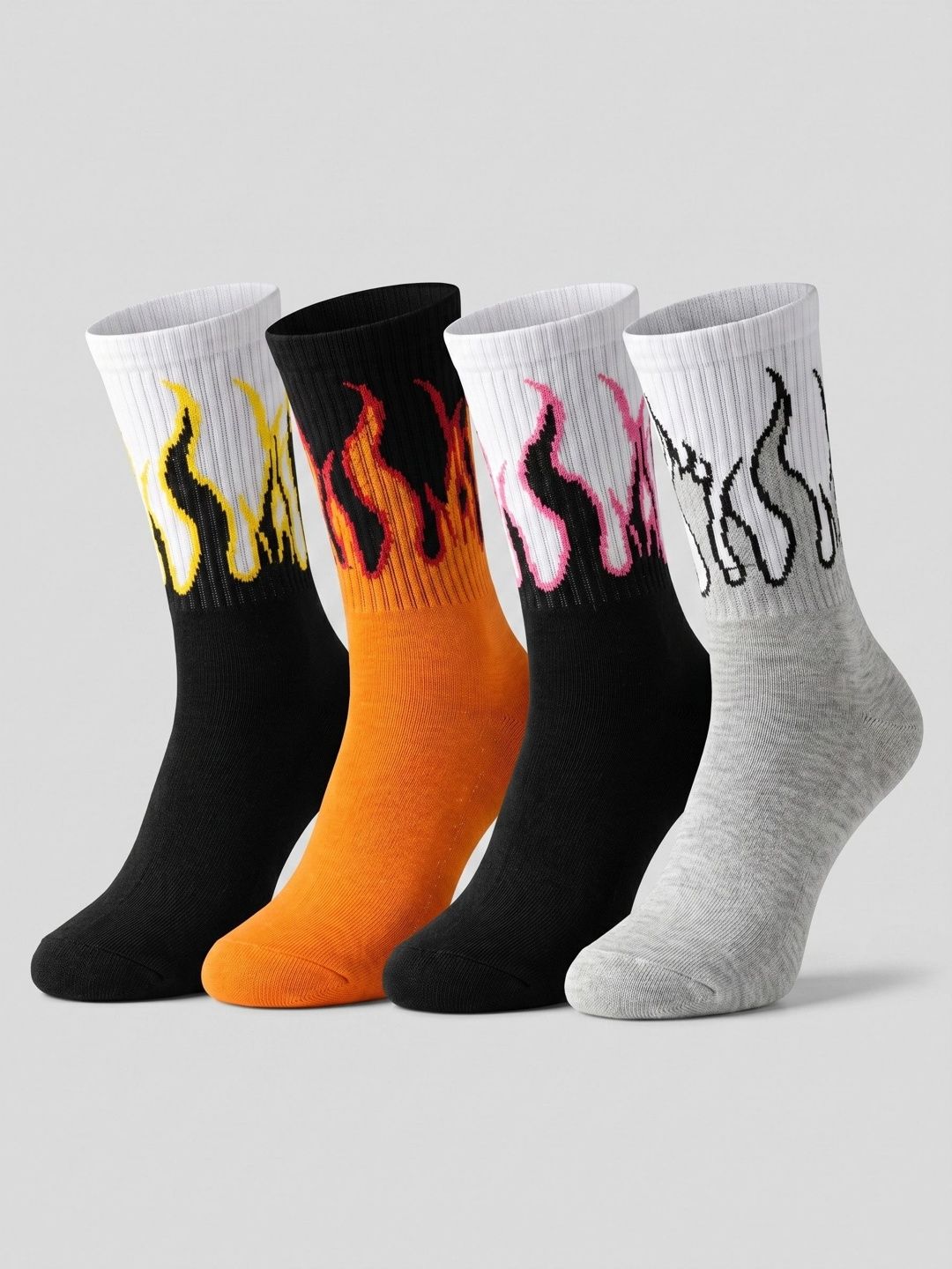 Moda Rapido Men Pack of 4 Cotton Blend Patterned Calf Length Socks