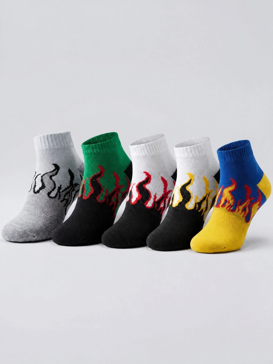 Moda Rapido Men Pack of 5 Cotton Blend Patterned Ankle Length Socks