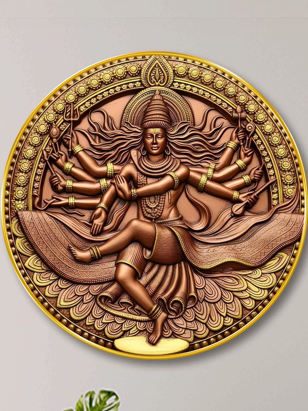Myntra Elegant Homes Myntra Elegant Homes Brown MDF Lord Shiva Nataraja 3D Embossed Wall Painting