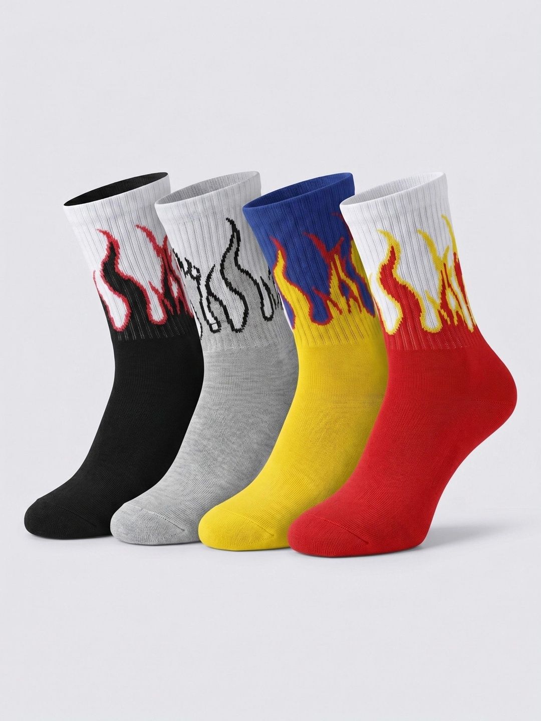 Moda Rapido Men Pack of 4 Cotton Blend Patterned Calf Length Socks