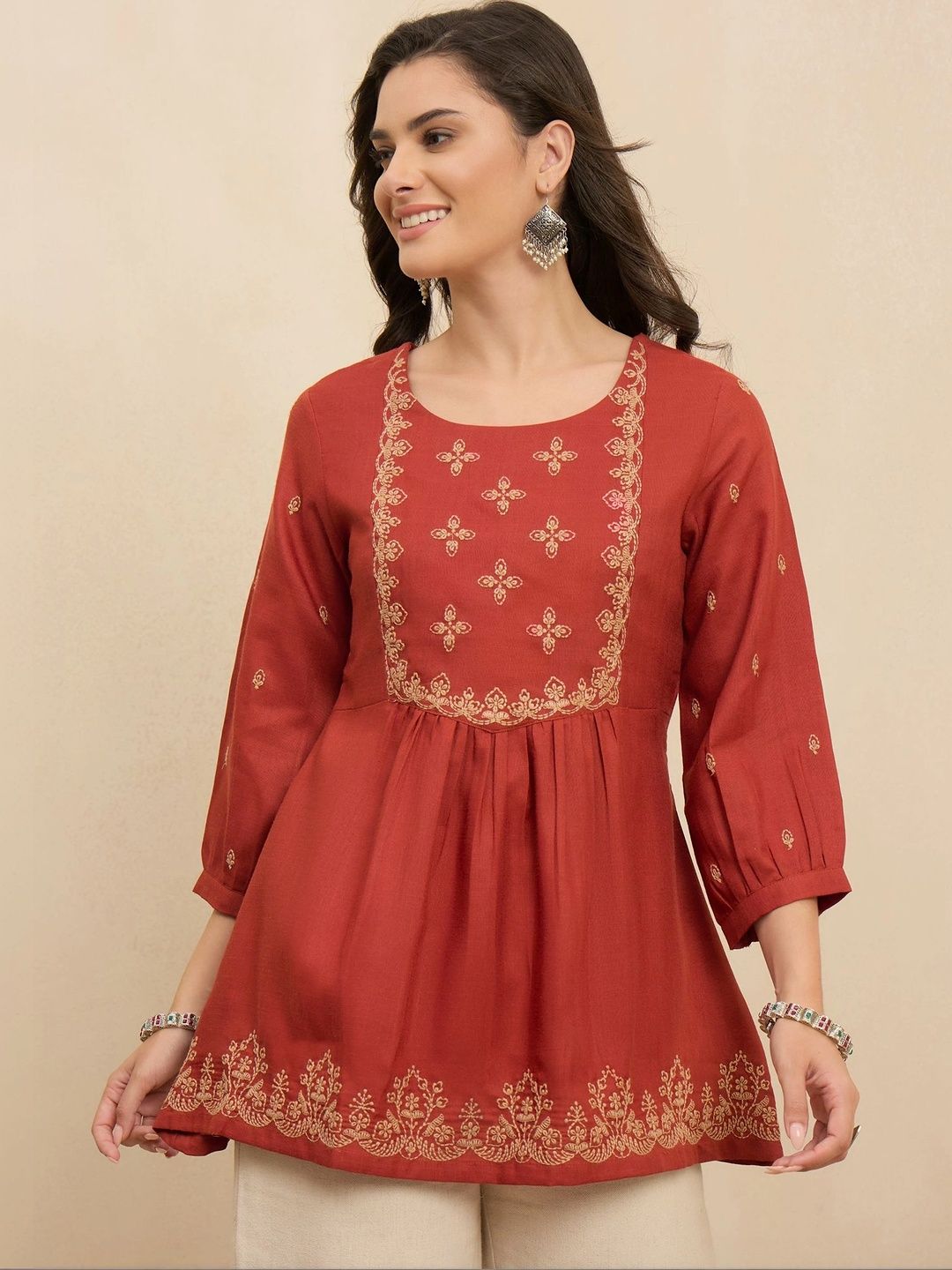 Anouk Anouk Ethnic Motifs Embroidered Thread Work Thread Work Empire Kurti