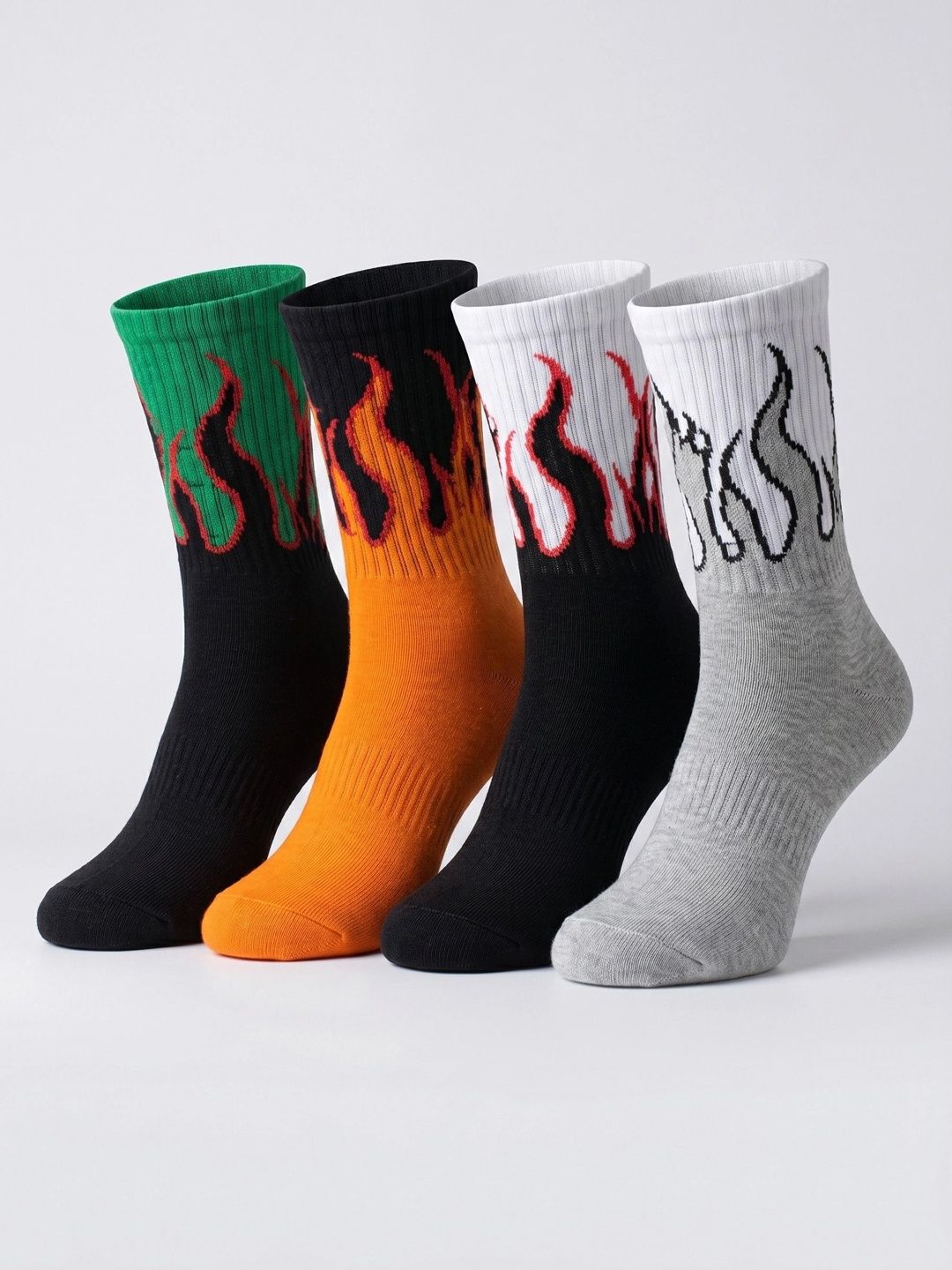 Moda Rapido Men Pack of 4 Cotton Blend Patterned Calf Length Socks