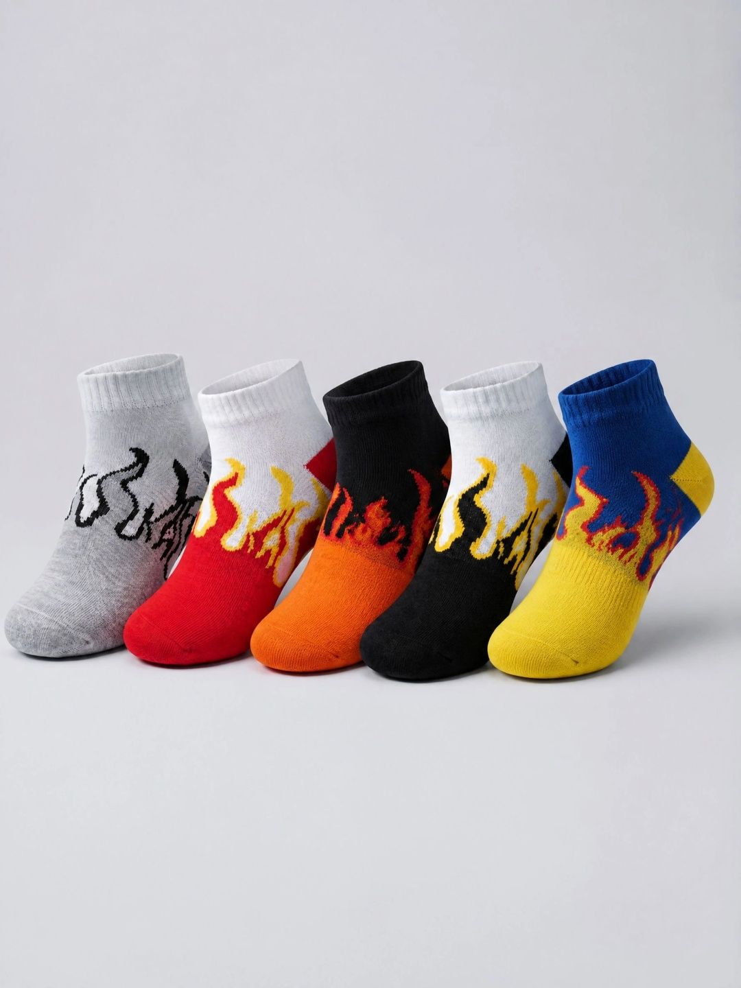 Moda Rapido Men Pack of 5 Cotton Blend Patterned Ankle Length Socks