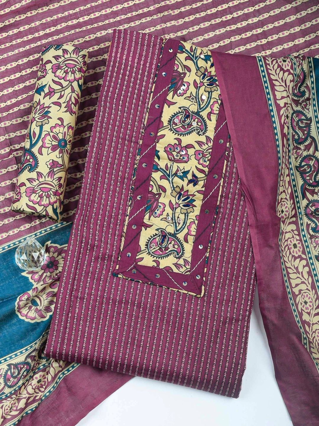 Meena Bazaar Printed Unstitched Dress Material