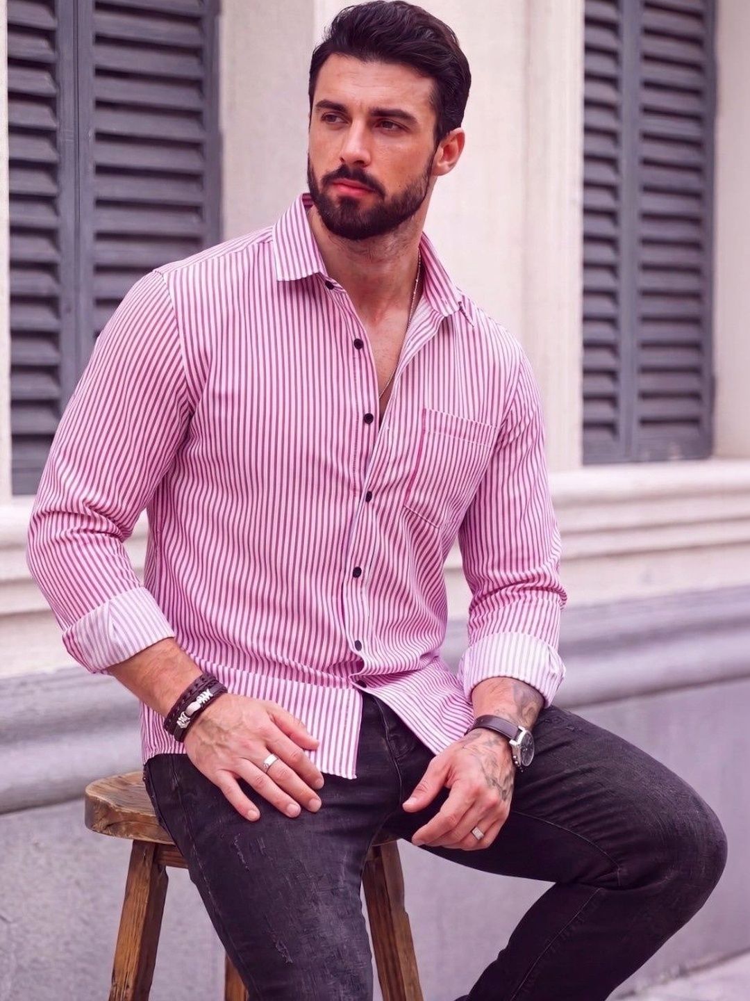 HG TAX Men Comfort Striped Casual Shirt