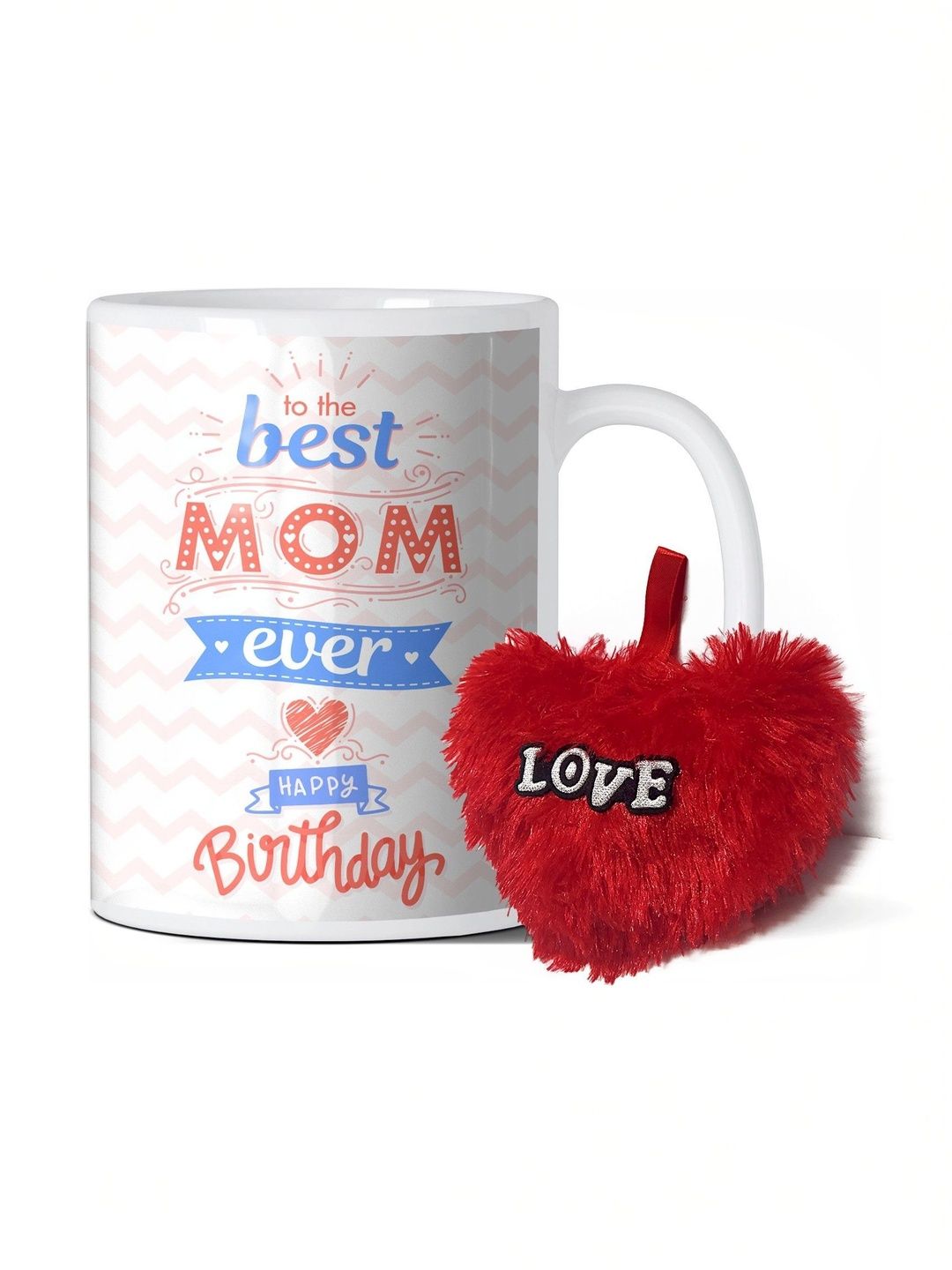 GIFT MY PASSION 2-Pcs White & Red Birthday Mug & Pillow Gift Set