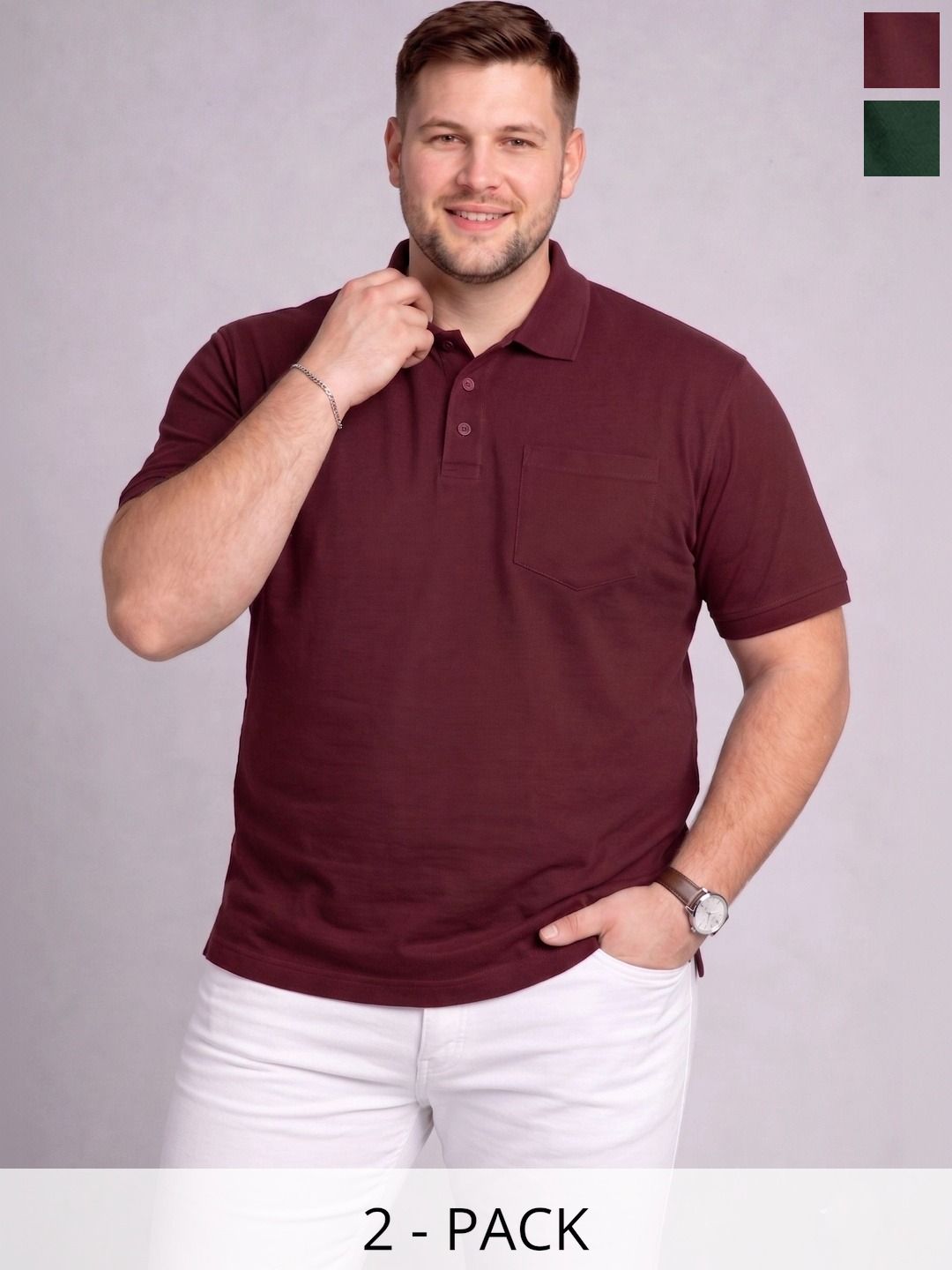 HERR WAHRER Men 2 Polo Collar Pockets T-shirt