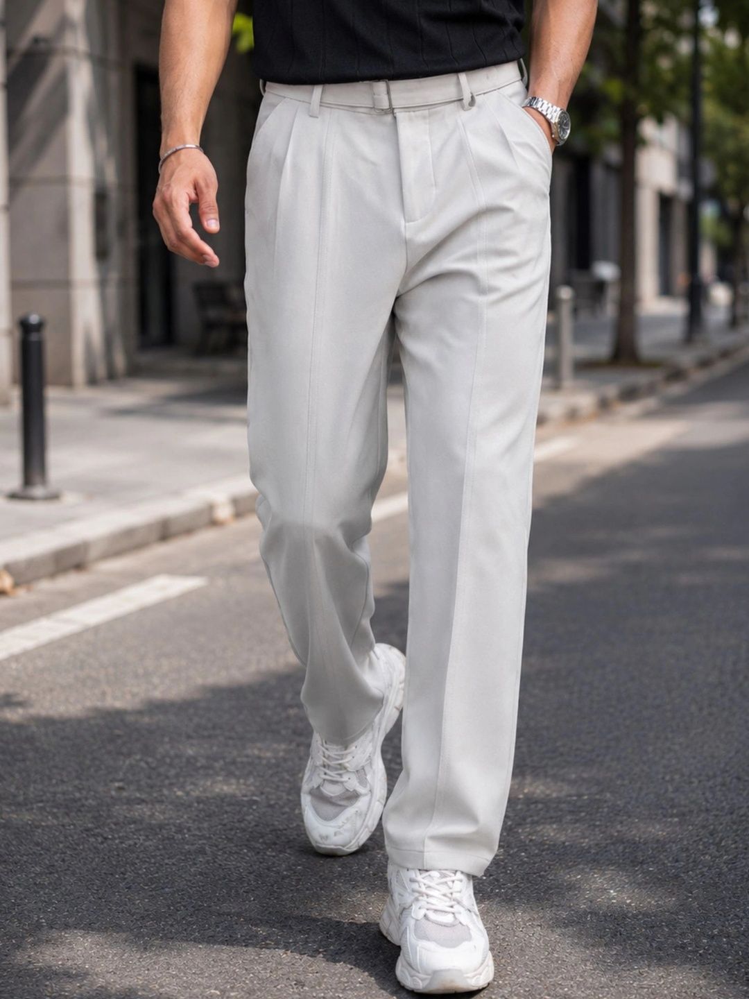 Maniac Men Relaxed Easy Wash Pleated Trousers