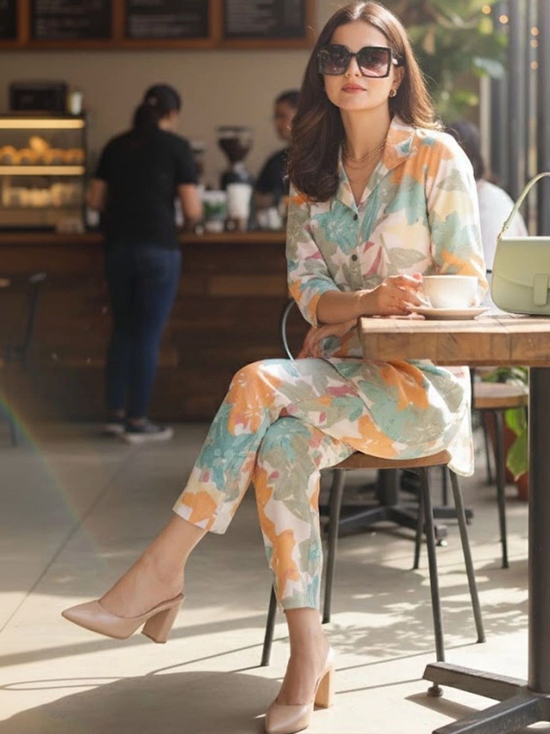 SOURAGYA Floral Printed Top with Trousers