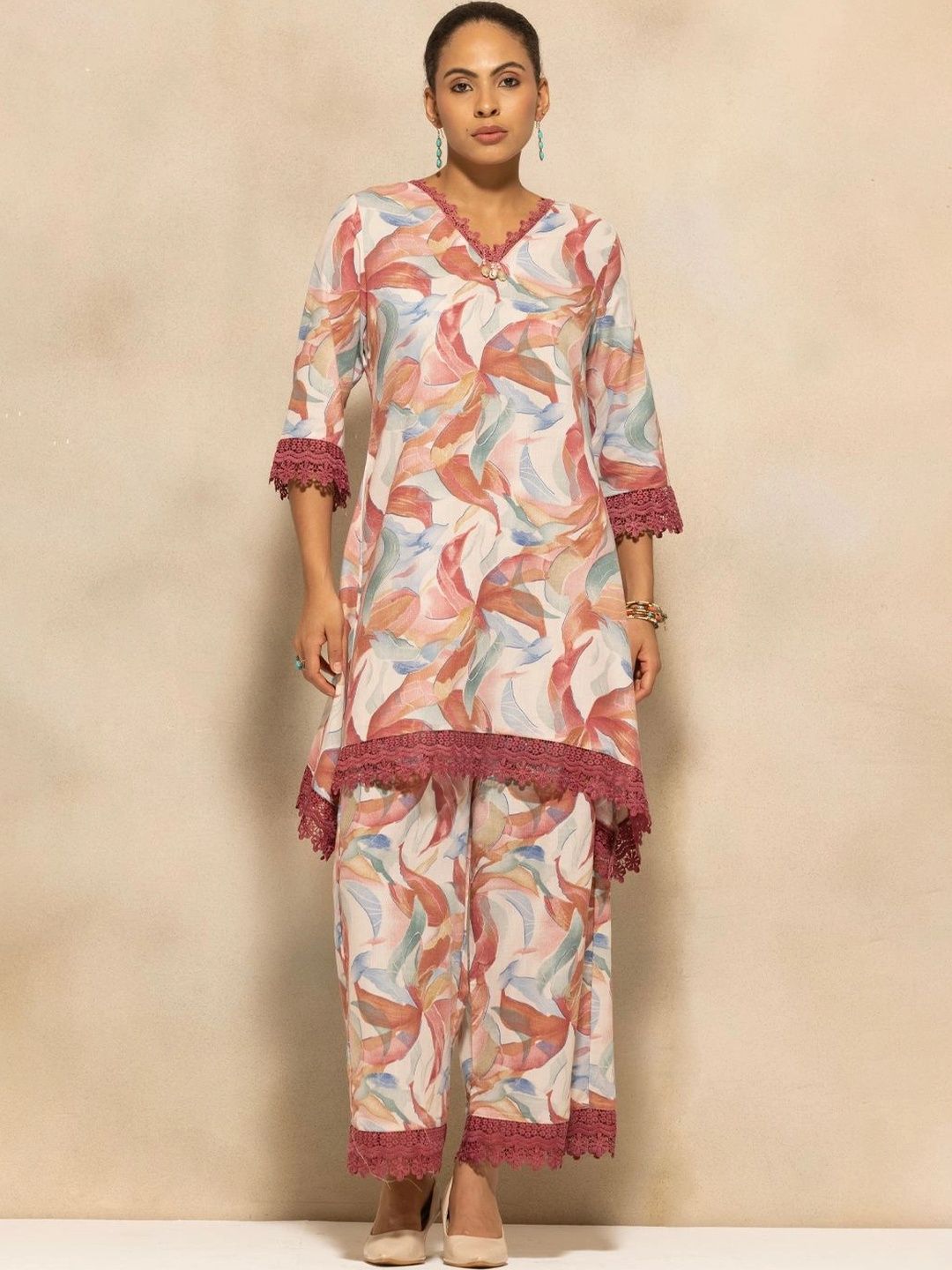 Women Printed Kurta with Palazzos With Dupatta Sabhyata Women Floral Printed Regular Pure Cotton Kurta with Palazzos & With Dupatta