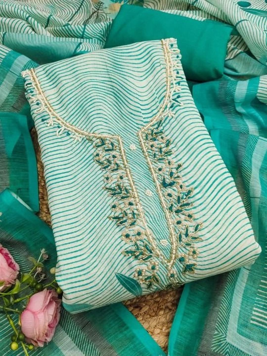 WaCraz Printed Linen Semi-Stitched Dress Material
