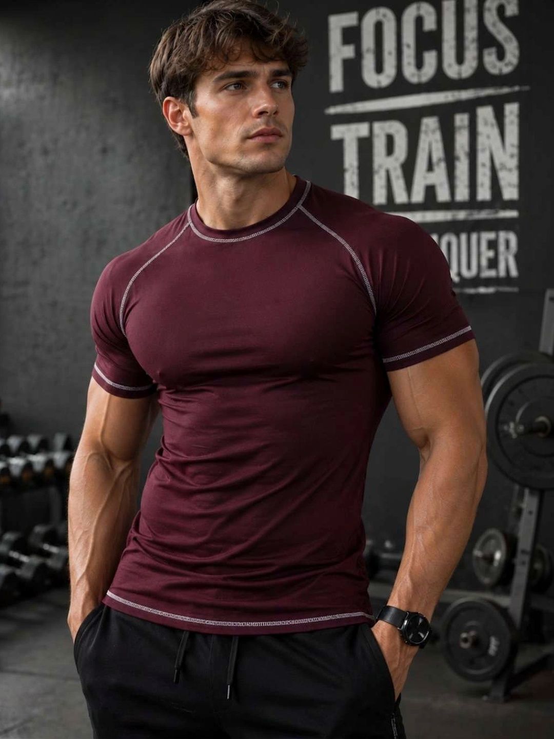 HUSTLEWELL Men Compression T-shirt