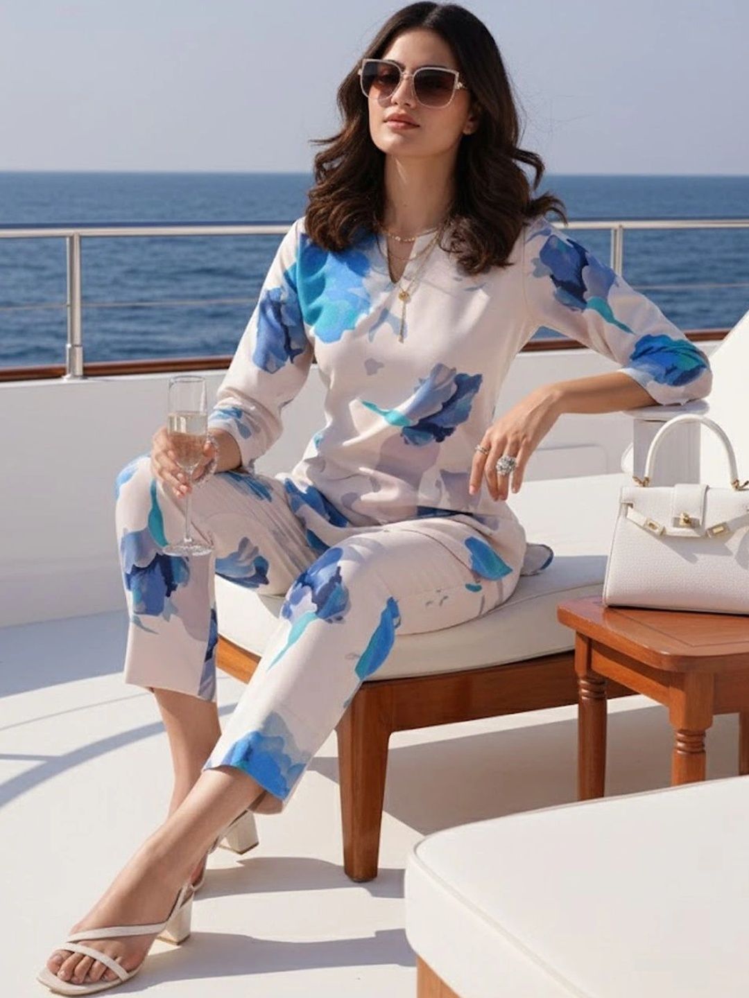 SOURAGYA Floral Printed Tunic with Trousers
