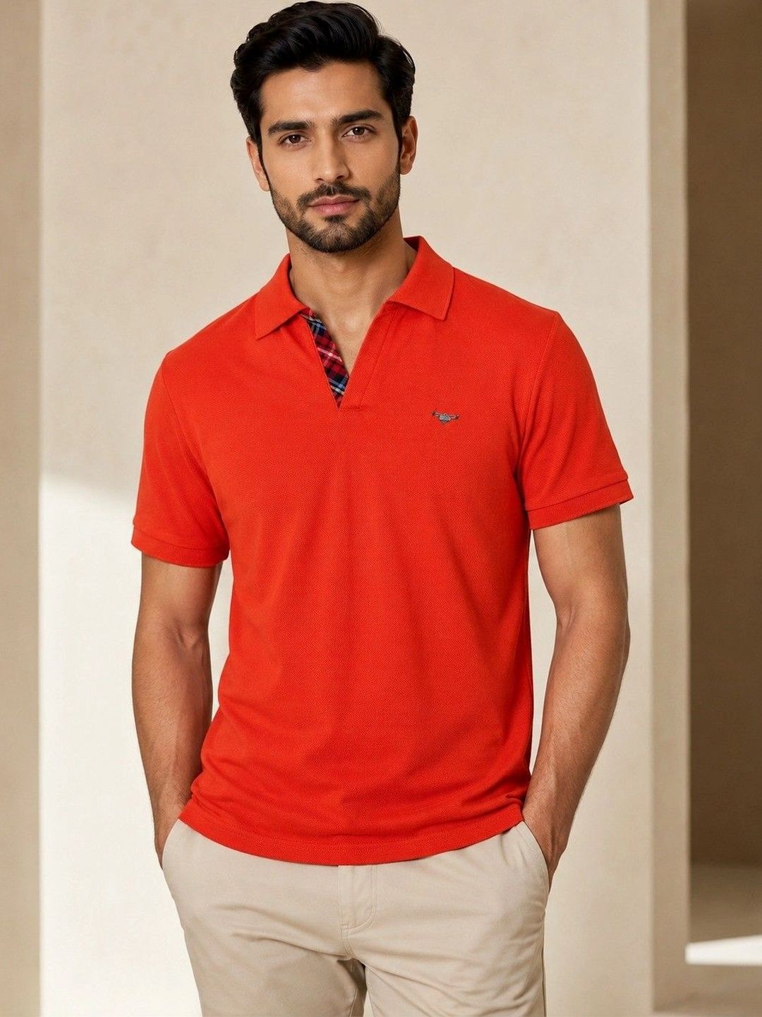 Bonnaty Men Polo Collar Slim Fit T-shirt