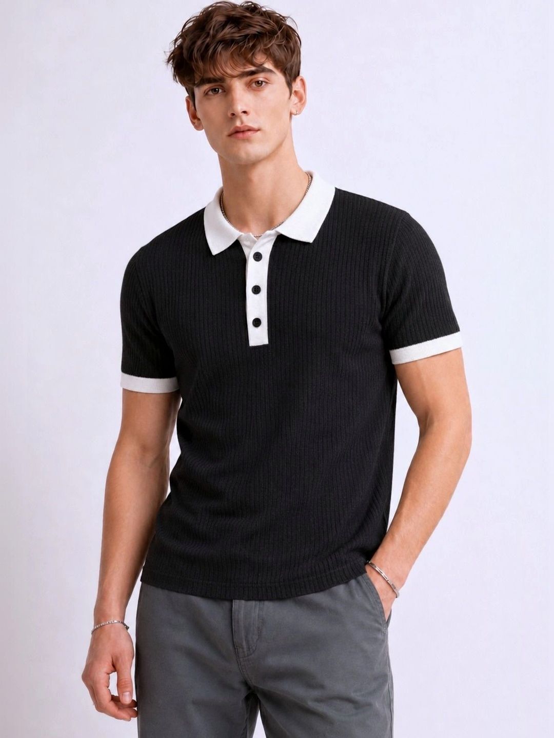 Try This Men Polo Collar T-shirt