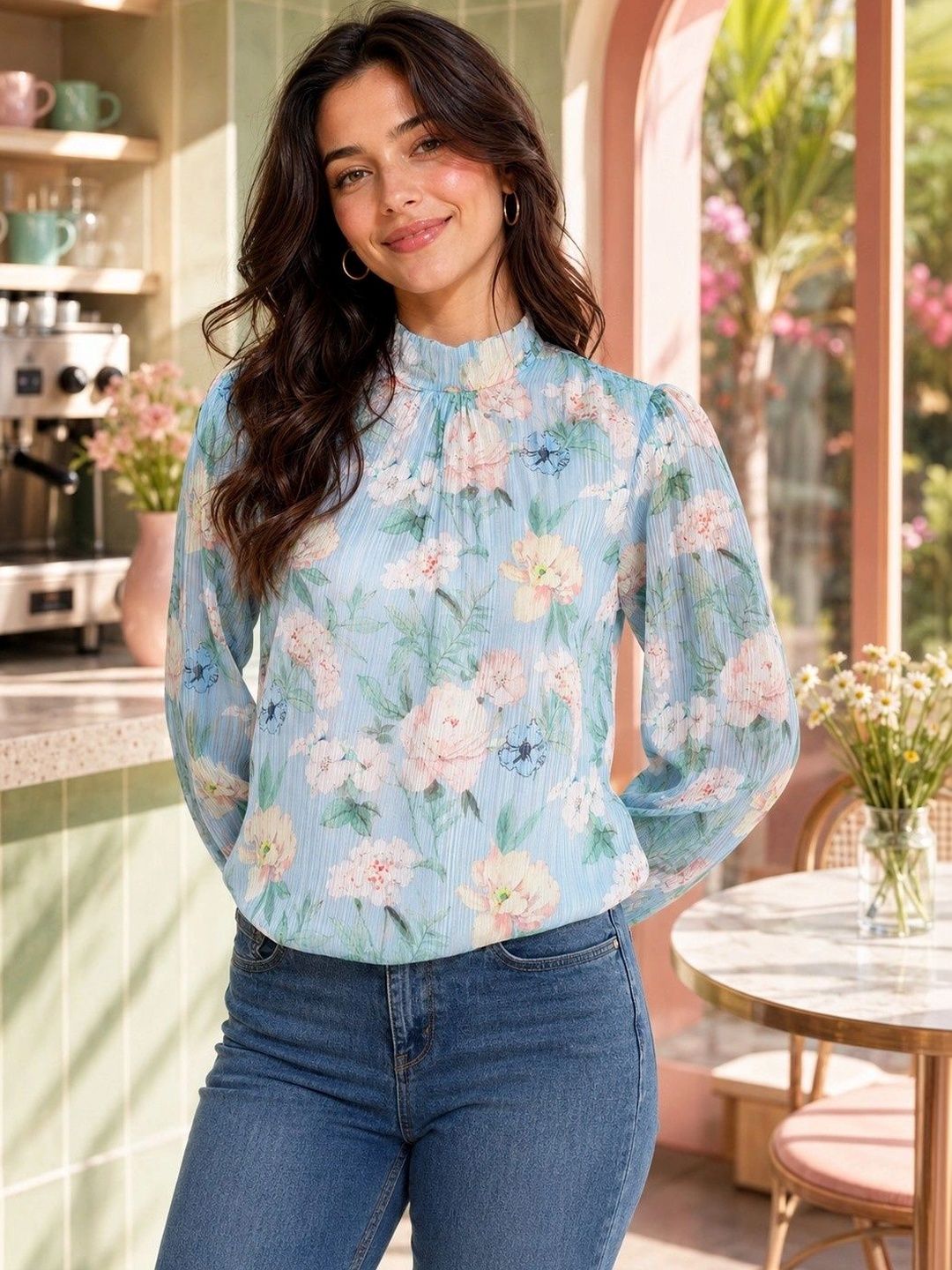 DressBerry DressBerry Floral Print Georgette Top