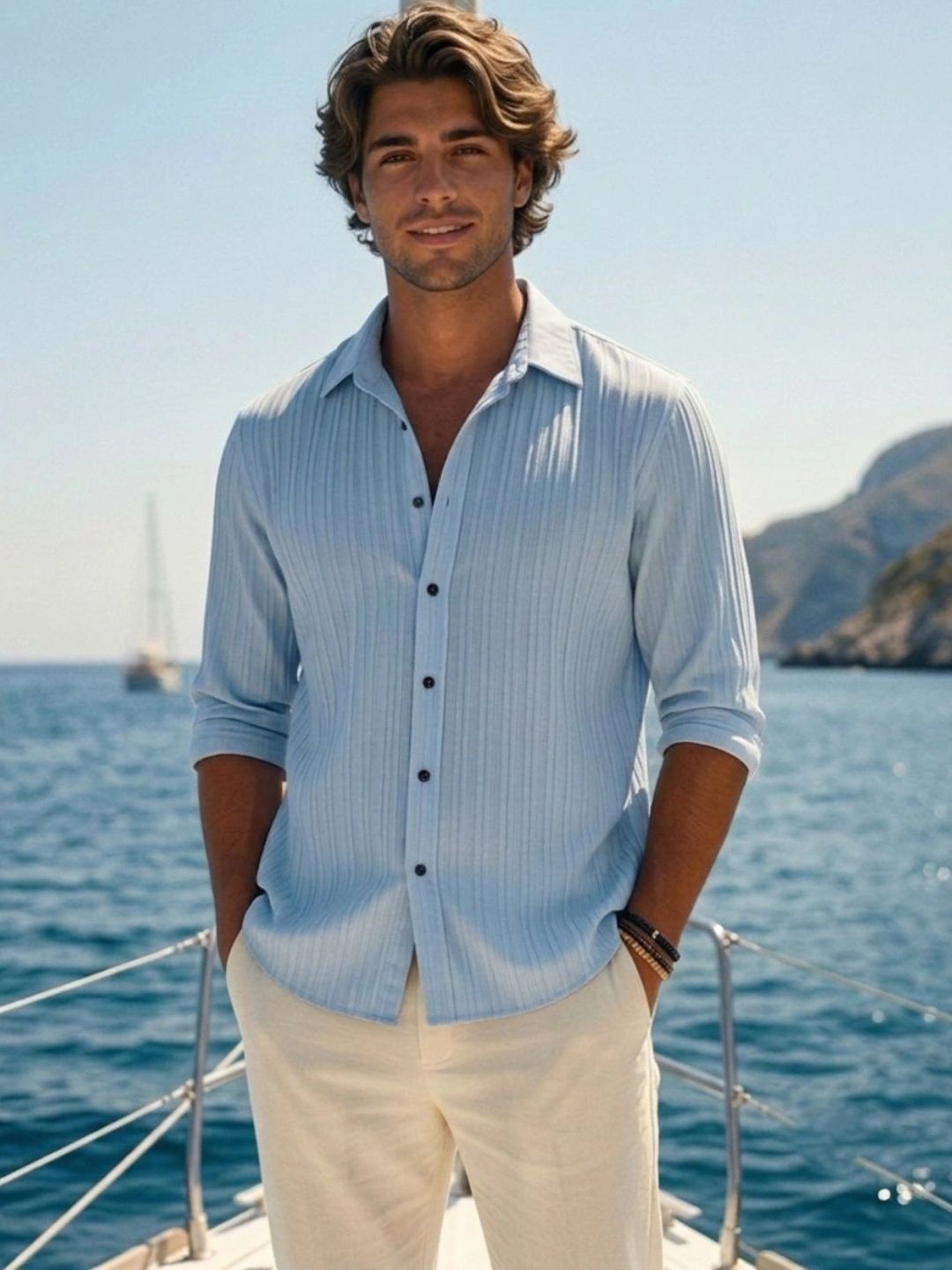 Vivatra Men Standard Textured Self Design Spread Collar Regular Fit Casual Shirt