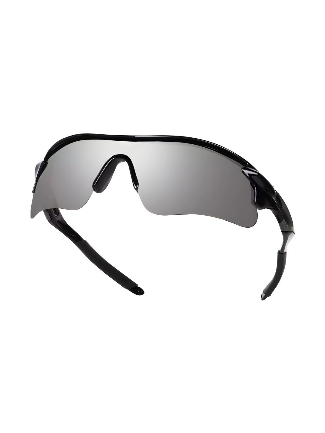 SPADEACES Unisex Mirrored Lens & Black Sports Sunglasses with