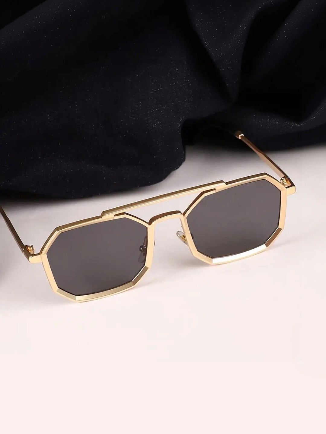 YOUTH CLUB Unisex Grey Lens & Gold-Toned Other Sunglasses with
