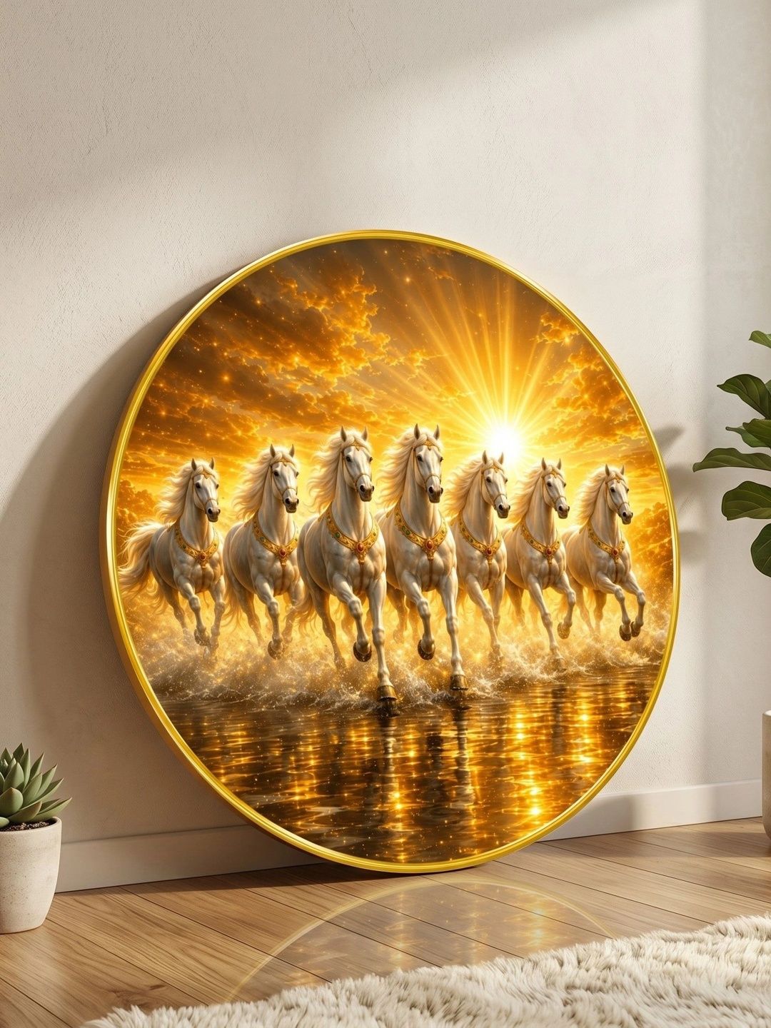 Aura Aura Gold-Toned & White MDF Religious Wall Paintings