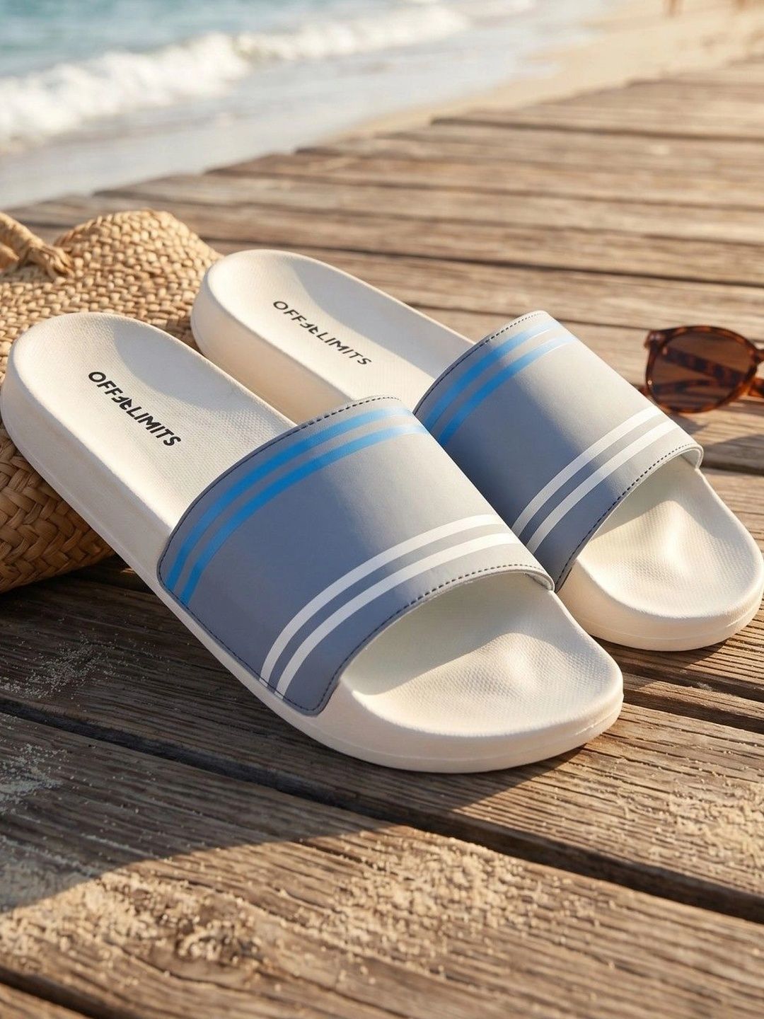OFF LIMITS Men Striped Sliders