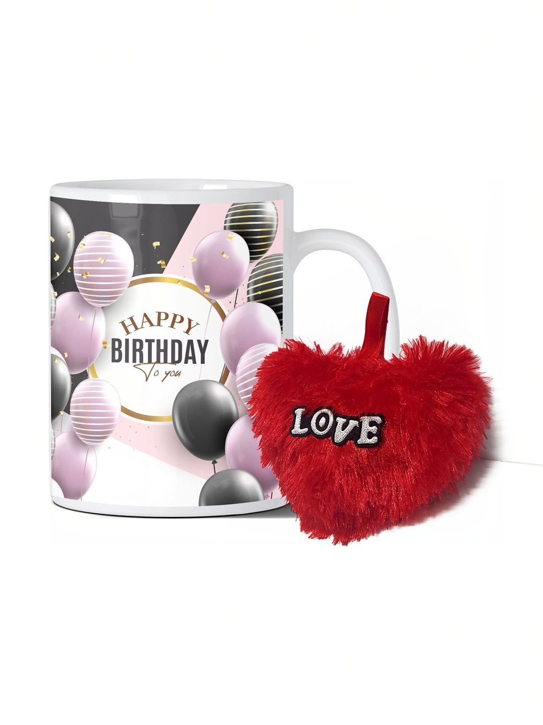 GIFT MY PASSION 2-Pcs White & Red Birthday Mug & Pillow Gift Set