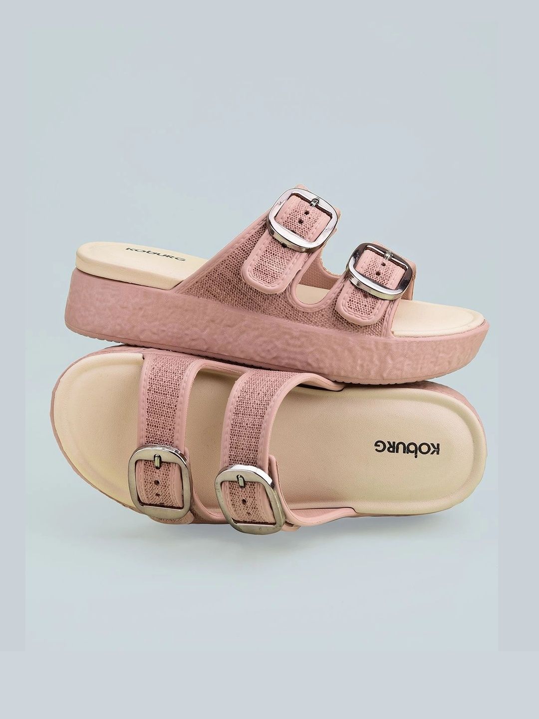 Koburg Koburg Textured Platform Sandals with Buckles